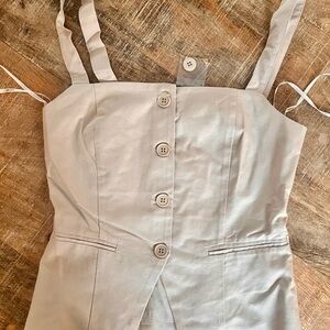 NEW Beige Button-Up Sleeveless Structured Top